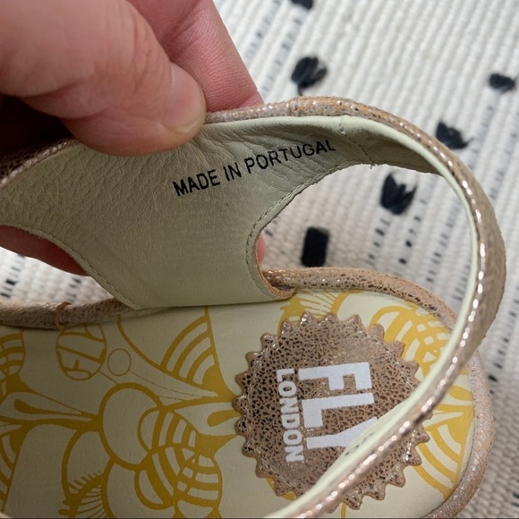 Fly London Ylfa Luna Rose Gold Wedge Sandal - Picture 9 of 9